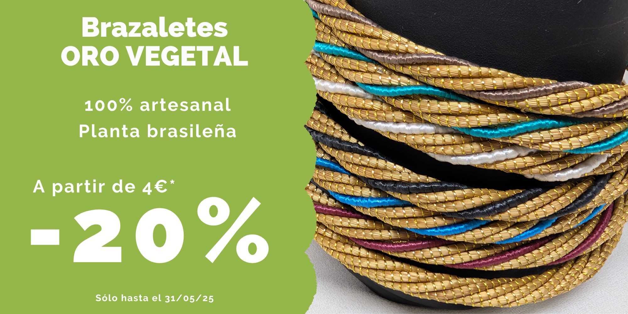 Biojoyas oro vegetal - Pendientes artesanales ecológicos - Pulseras y brazaletes naturales y sostenibles - Capim dourado 